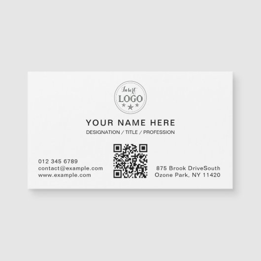 Minimal White Magnetic Card with Your Info (Voorkant)