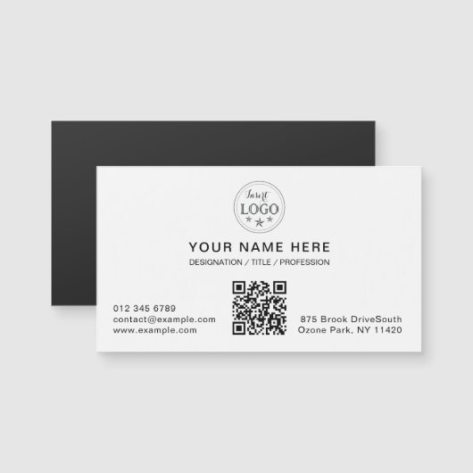 Minimal White Magnetic Card with Your Info (Voorkant / Achterkant)