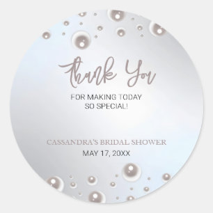 Minimal White Pearl Silver Vrijgezellenfeest Bedan Ronde Sticker