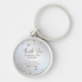 Minimal White Pearl Silver Vrijgezellenfeest Bedan Sleutelhanger (Voorkant)