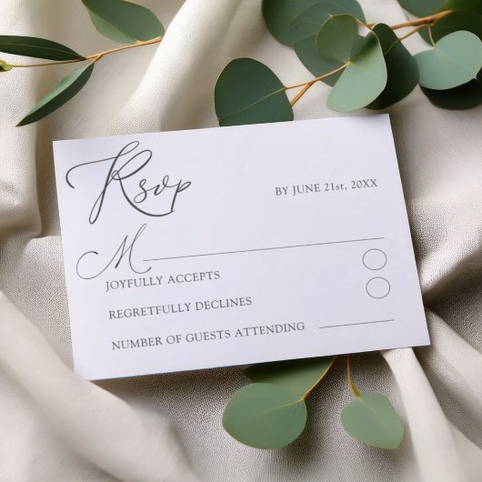 Minimal White RSVP Typography Wedding Kaartje