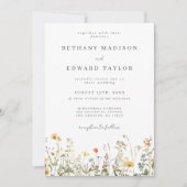 Minimal Wildflower All in One Wedding Kaart (Voorkant)