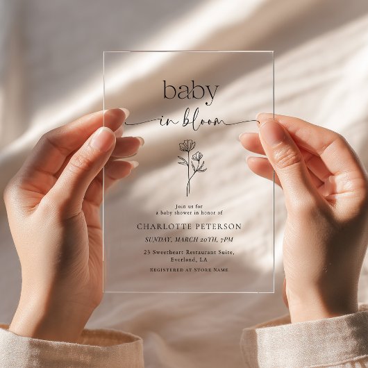 Minimal Wildflower Baby Shower Invitation Acryl Uitnodigingen