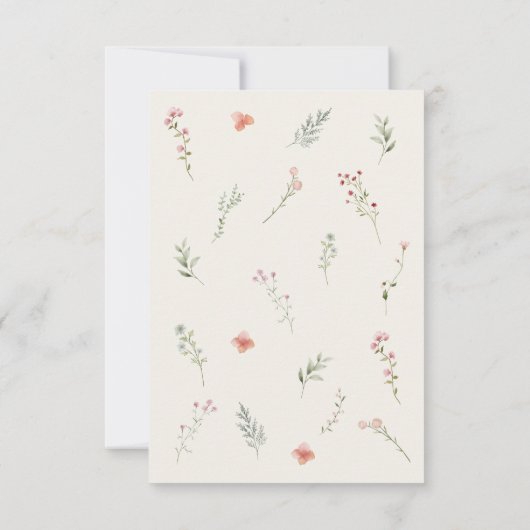 Minimal Wildflower Beige Boho Bloemen Huwelijk Bedankkaart (Achterkant)