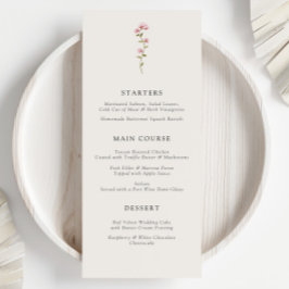 Minimal Wildflower Beige Boho Bloemen Huwelijk Menu