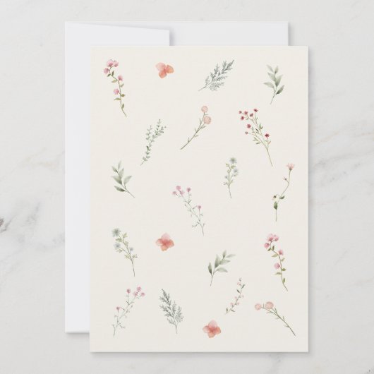 Minimal Wildflower Beige Boho Bloemen Huwelijk Save The Date (Achterkant)