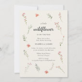 Minimal Wildflower Beige Boho Floral Baby shower Kaart (Voorkant)