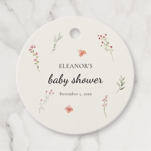 Minimal Wildflower Boho Baby shower Bedankjes Labels (Voorkant)