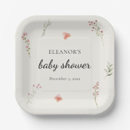 Minimal Wildflower Boho Baby shower Papieren Bordje