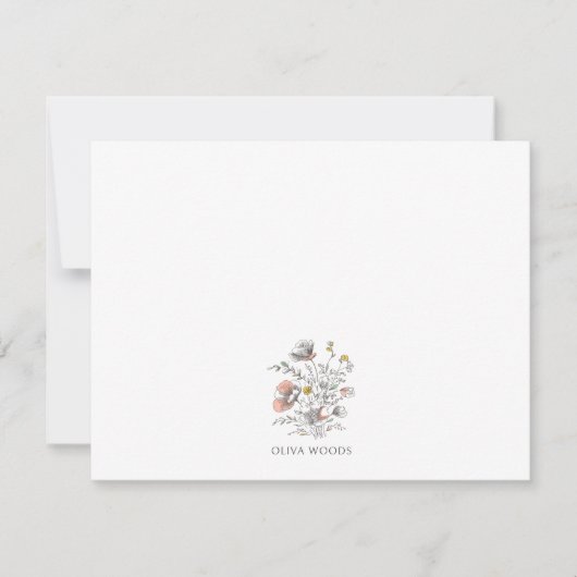 Minimal Wildflower Botanical Name Stationery  Notitiekaartje (Voorkant)