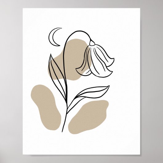 Minimal Wildflower Line Art Boho  Poster (Voorkant)
