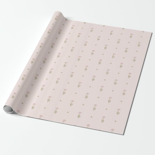 Minimal Wildflower Pattern with Dots Cadeaupapier (Uitgerold)
