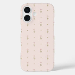 Minimal Wildflower Pattern with Dots iPhone 16 Hoesje