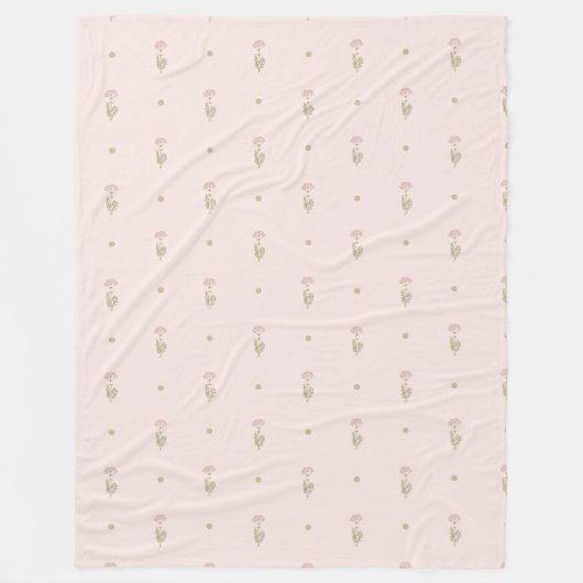 Minimal Wildflower Pattern with Dots Fleece Deken (Voorkant)