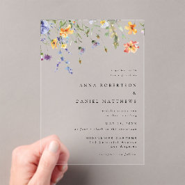 Minimal Wildflower Wedding Acryl Uitnodigingen