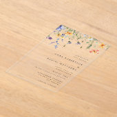 Minimal Wildflower Wedding Acryl Uitnodigingen (Laagn)