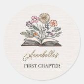 Minimal Wildflower Whimsical Story Book Themed Ronde Sticker (Voorkant)