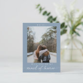 Minimal Will you be my Maid of Honor Photo Blue Briefkaart (Staand voorkant)