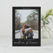 Minimal Will you be my Matron of Honor Photo Chic  Kaart (Staand voorkant)