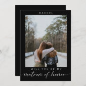 Minimal Will you be my Matron of Honor Photo Chic  Kaart (Voorkant / Achterkant)