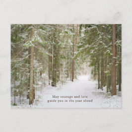 Minimal Winter Forest Path, New Year Feestdagenkaart