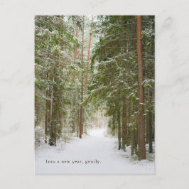 Minimal Winter Forest Path, New Year Feestdagenkaart