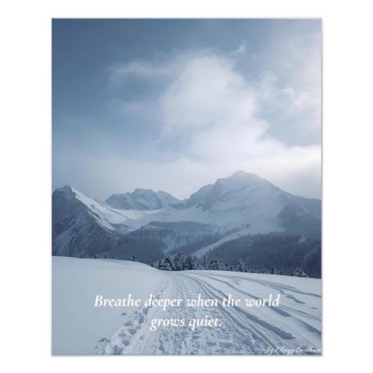 Minimal Winter Quote Poster – “Breathe Deeper” (Voorkant)