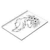 Minimal wolf Line Drawing with Flowers Notitieboek (Linkerzijde)