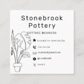 Minimal Woman Illustration Pottery Wheel | Square  Vierkante Visitekaartje (Achterkant)