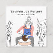 Minimal Woman Illustration Pottery Wheel | Square  Vierkante Visitekaartje (Voorkant)