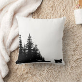 Minimal Woodland Black and White Pine Tree Kussen (Deken)