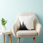 Minimal Woodland Black and White Pine Tree  Kussen (Stoel)