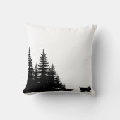 Minimal Woodland Black and White Pine Tree  Kussen (Voorkant)