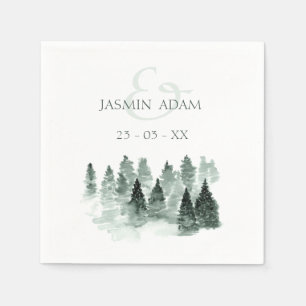 Minimal Woodland Trees Rustic Green Wedding Servet