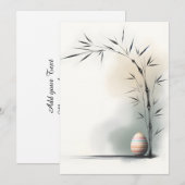 Minimal Zen Spring Bamboo Easter Egg Aankondiging (Voorkant / Achterkant)