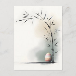Minimal Zen Spring Bamboo Easter Egg Aankondigingskaart