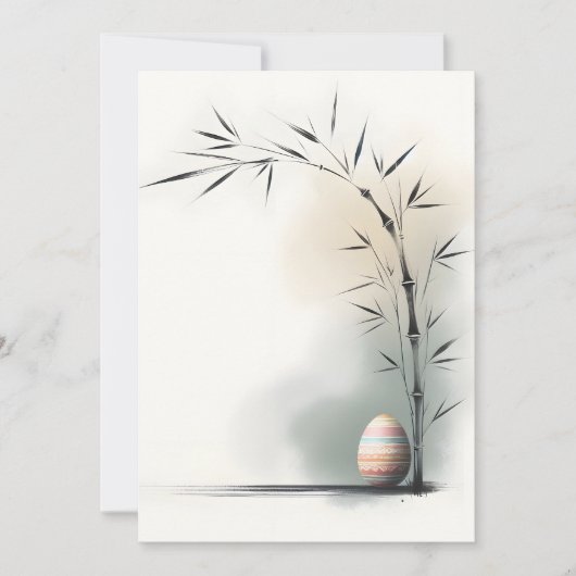 Minimal Zen Spring Bamboo Easter Egg Feestdagenkaart (Voorkant)