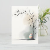 Minimal Zen Spring Bamboo Easter Egg Feestdagenkaart (Staand voorkant)