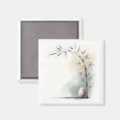 Minimal Zen Spring Bamboo Easter Egg Magneet (Voorkant / Achterkant)