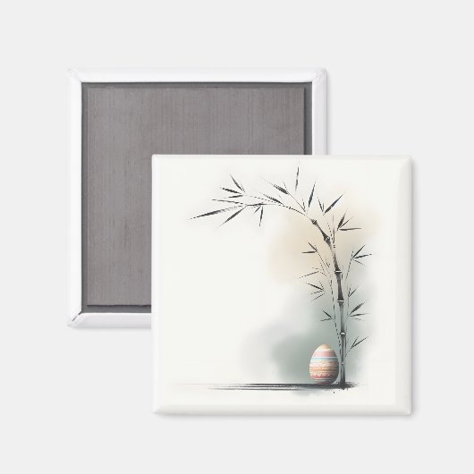 Minimal Zen Spring Bamboo Easter Egg Magneet (Voorkant / Achterkant)