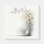 Minimal Zen Spring Bamboo Easter Egg Magneet (Voorkant)
