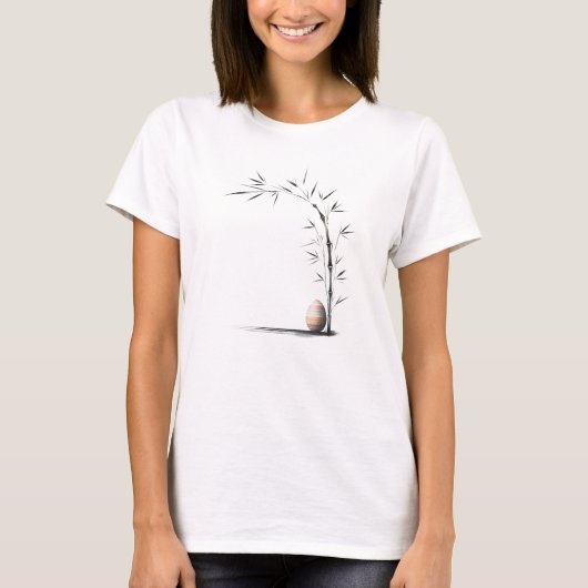 Minimal Zen Spring Bamboo Easter Egg T-shirt (Voorkant)