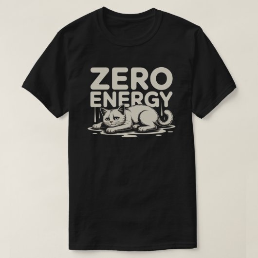 Minimal Zero Energy Cat Design T-shirt (Design voorkant)