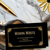 Minimal Zwart Goud Art Deco Floral Wedding Website Informatiekaartje