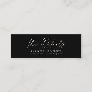Minimal Zwart Modern Script Wedding Website Kaart Mini Visitekaartje