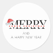 Minimal zwart rood trendy vrolijk sober kerst ronde sticker (Voorkant)