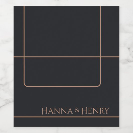 Minimal Zwart roos goud Modern uitnodigingsmodel Wijn Etiket (Enkel label)