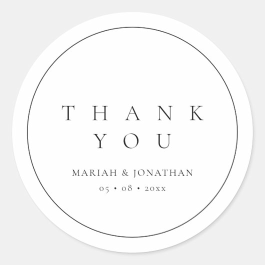Minimal zwart-wit bruiloft dank u Stickers (Voorkant)