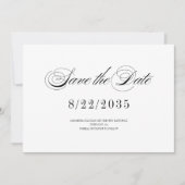 Minimal Zwart Wit Leuk Romantisch Script Trouwen Save The Date (Voorkant)