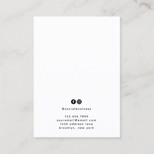 Minimal Zwart Wit Logo Sieraden Oorbellen Display Visitekaartje (Achterkant)